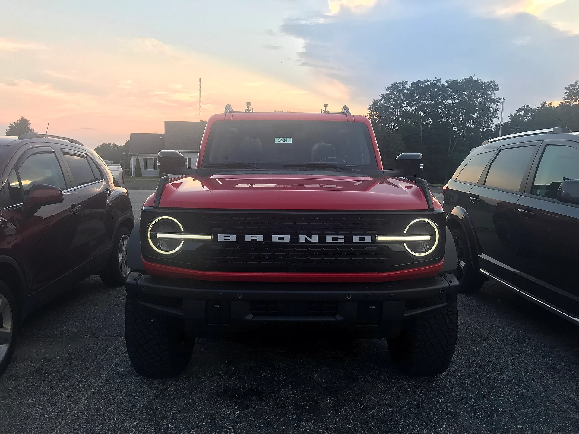 A sixth-generation Ford Bronco four-door with its roof panels removed